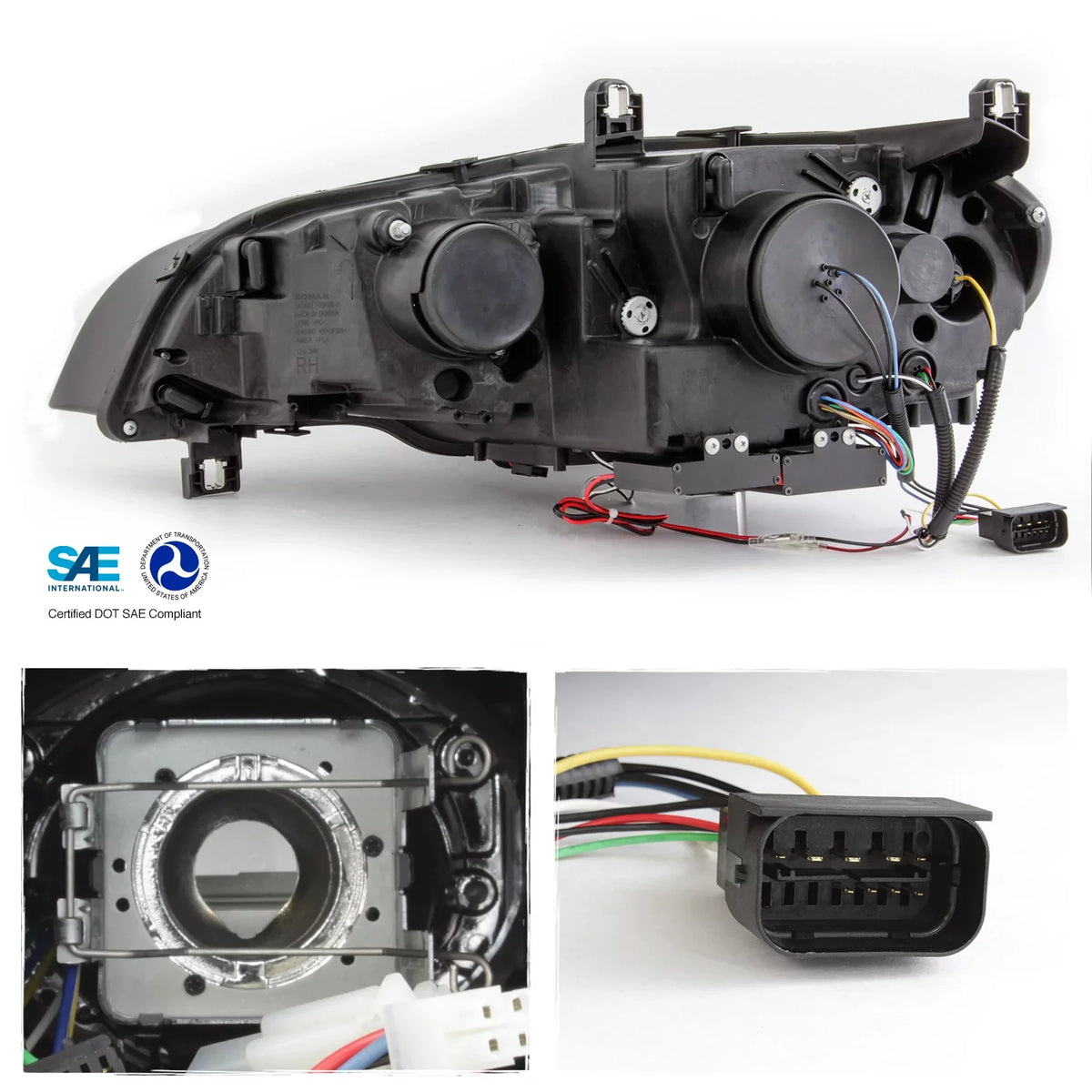 Akkon - For 2007-2010 Bmw E70 X5 Hid [W/ Afs Model] Led Halo Drl Projector Black Headlights Driver Left+Passenger Right Pair