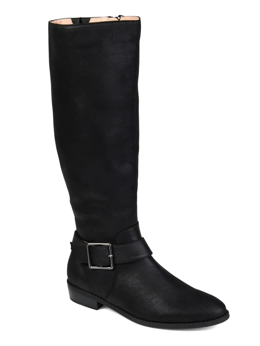 Extra Goring Toe Boot Womens X Wide Buckle Wide Zip-Up Calf COLLECTION Black Calf Block Almond Riding JOURNEE 7.5 Winona Heel Accent WC