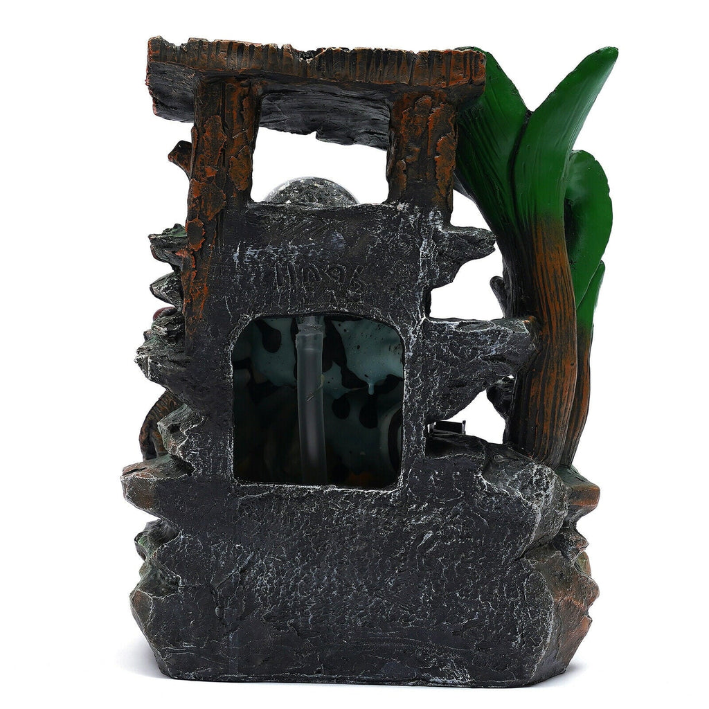 Tabletop Water Fountain With Led Rolling Ball Feng Shui Waterfall Fountain Home Indoor Water Fountain Led Lamp Tabletop Resin Rockery Fengshui Waterfall Decor