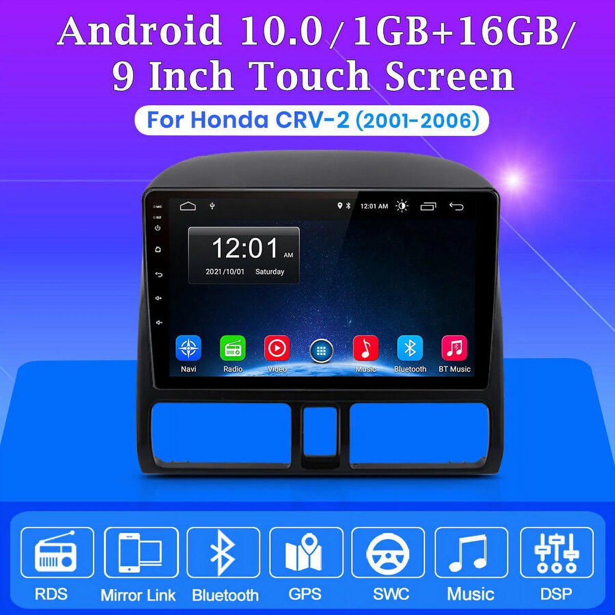 AWESAFE GPS Wireless 2005 Bluetooth CRV Inch 2004 FM 9 Link Radio Mirror Screen Stereo 2001 Navigator 2003 WiFi Touch with Auto 2006,2+32GB Android Honda Carplay Radio Car for 2002