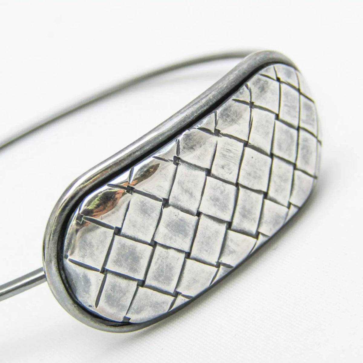 Pre-Owned Bottega (Good) Silver 925 Intrecciato Bangle Veneta Plate Silver