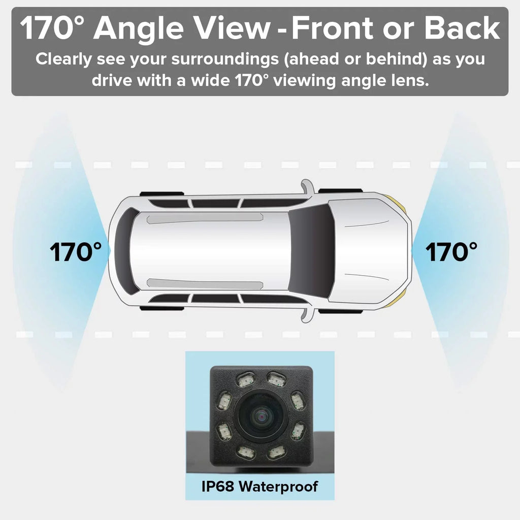 170° OEM Master Cars LCD for 4.3” Screen, Transmitter Tailgaters View with Wireless Mirror & Camera - Kit Rear Waterproof Backup Universal All Fit LED
