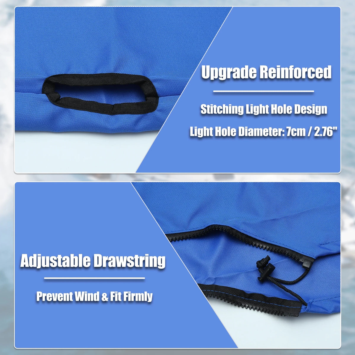 Boat Bimini Top Storage Boot With Illuminator Hole 600D Polyester Canvas Cerulean 91"-96" W For 3 Bow 4 Bow