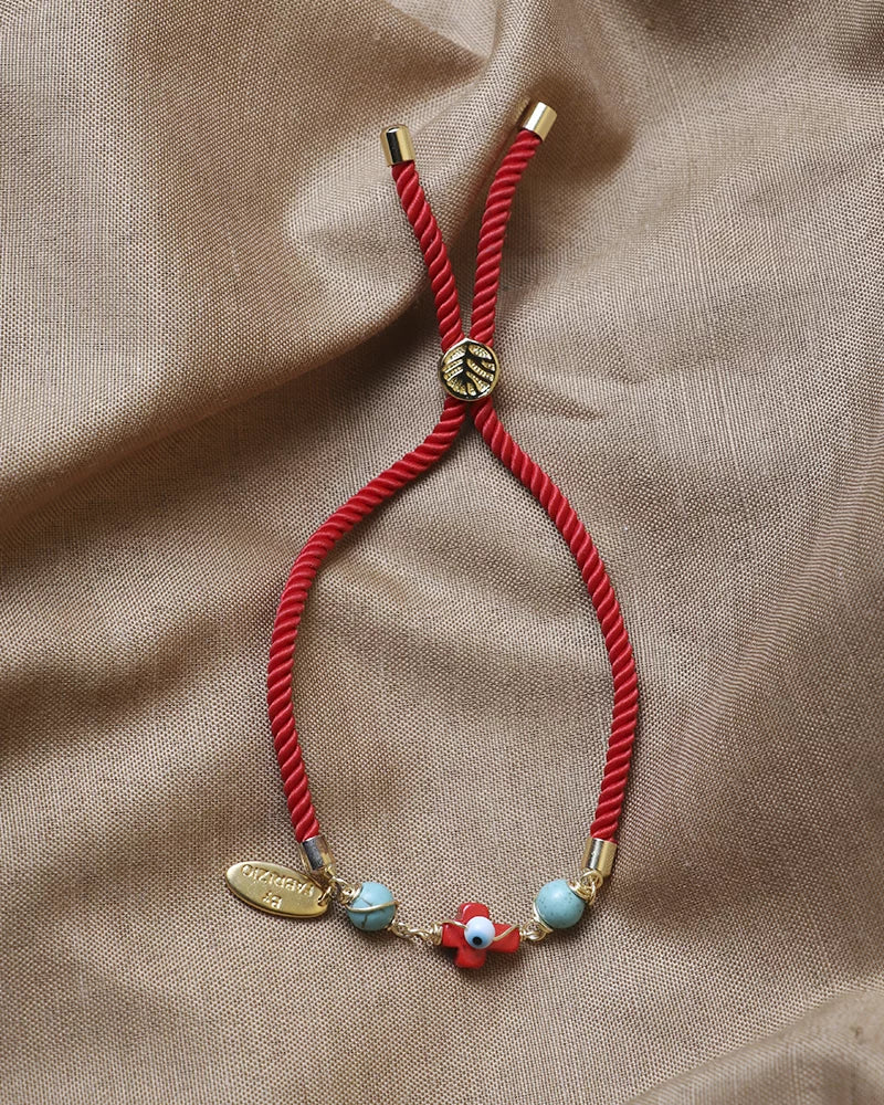 Design Eye By Red Adjustable Fabrizio Murano Bracelet Turquoise Females Capri with in and Charm Cross Adult for