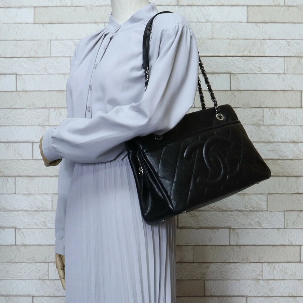 Shoulder A67294 Caviar Bag Skin Matelasse Cocomark BRB10010000013230 Pre-Owned Women's (Good) Chain Black