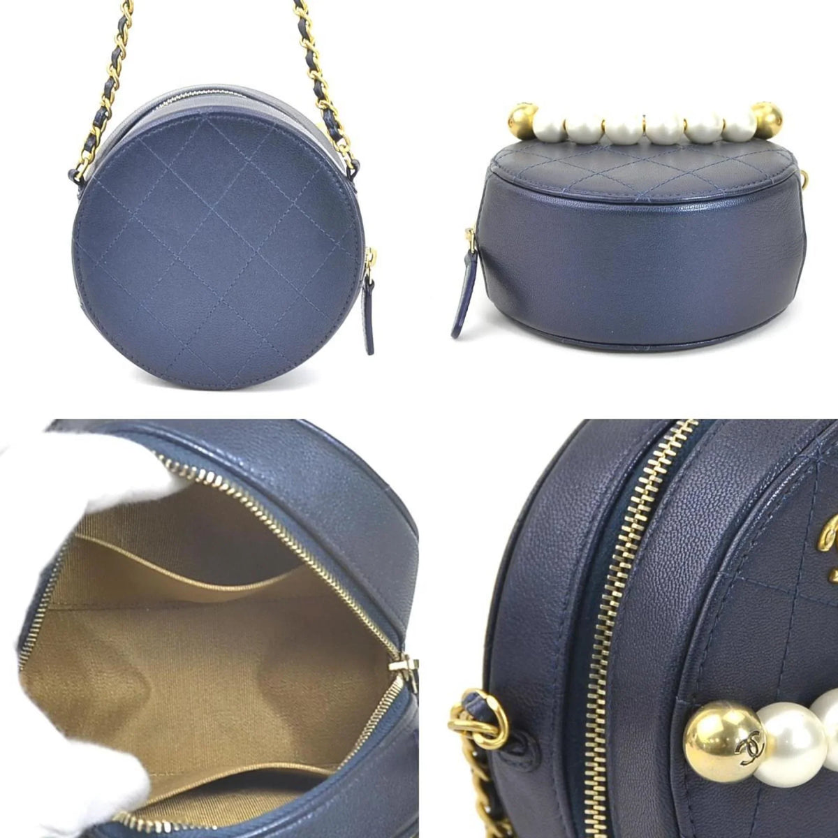 Leather/Metal/Fake Women's (Good) Crossbody Coco Pearl Pre-Owned Navy/Gold/Off-White Mark Shoulder Bag Pochette
