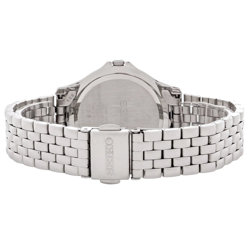 Seiko Women'S Sxdf89 Dress Pink Dial Steel Bracelet Swarovski Crystal Watch