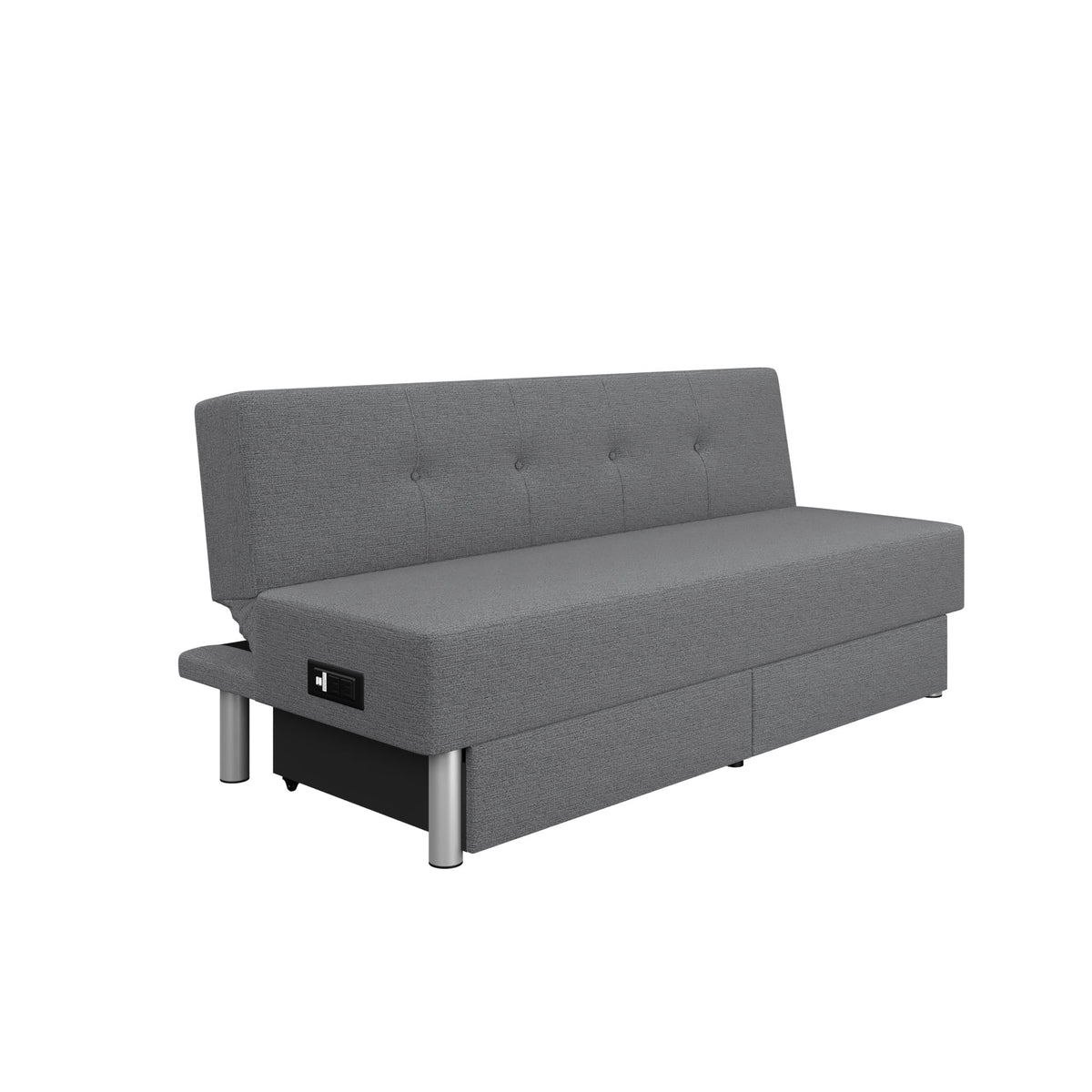 Fabric with and Serta Windsor Storage Power, Gray Futon