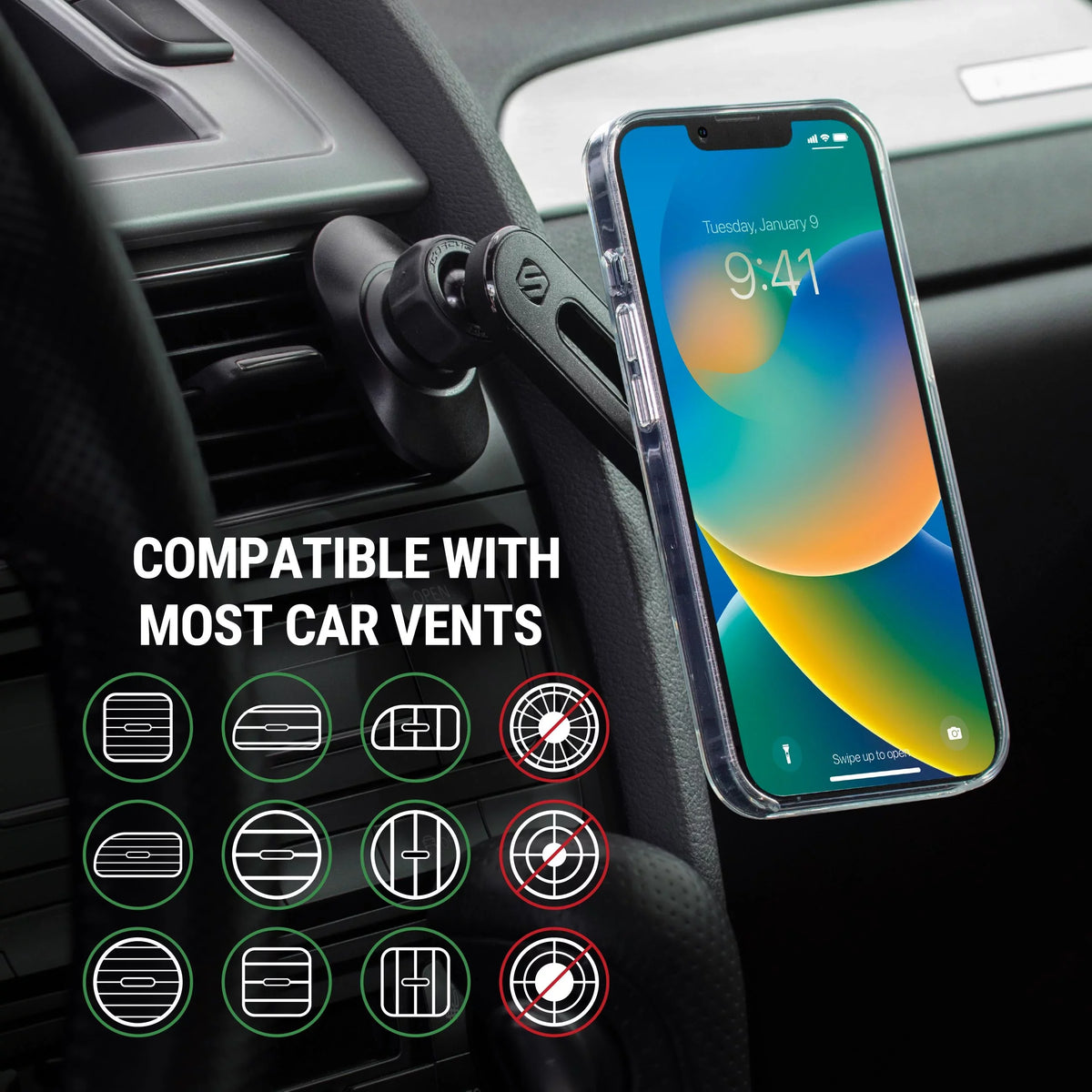 Dash/Windshield/Vent Scosche Magnetic iPhone w/ 4in1 Pro Comp 15/14/13 Mount MS MPMSODVM MagicMount