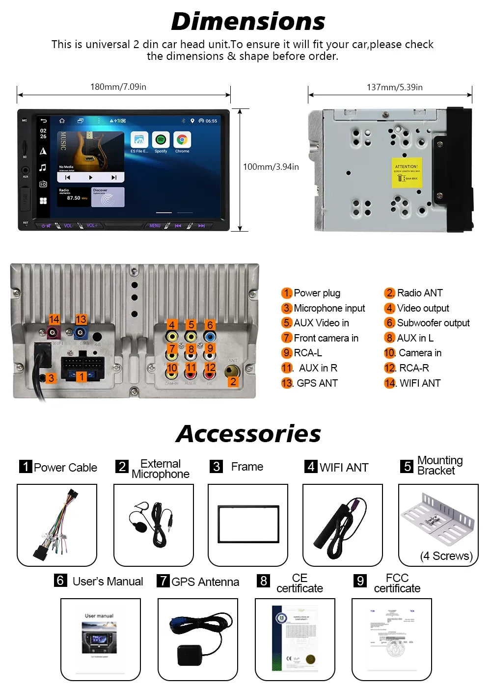Android 11 Car Stereo With Wireless Apple Carplay Double Din Android Auto Car Radio 7 Inch Ips G+G Touch Screen Bluetooth Wifi Gps Navigation Mirrorlink Dsp Octa Core Backup Camera