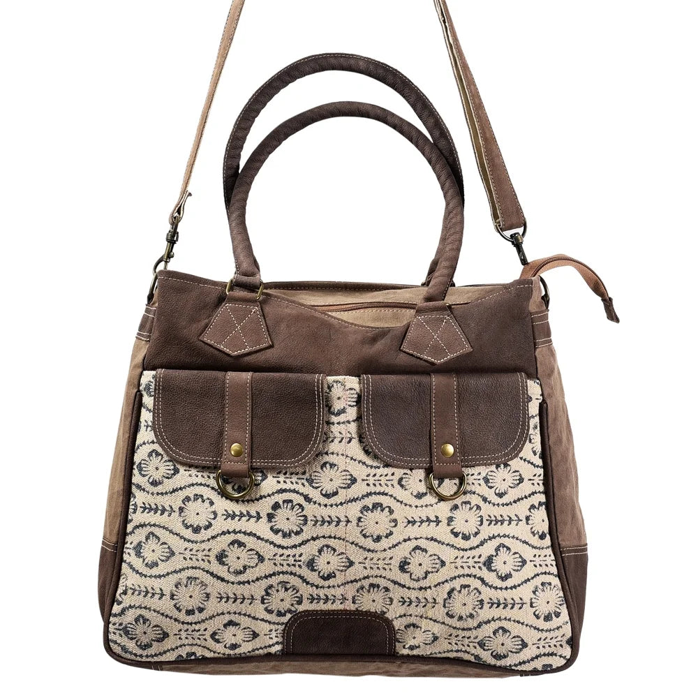 Kb Ohlay Kb417 Tote Upcycled Wool Upcycled Canvas Genuine Leather Women Bag Western Handbag Purse