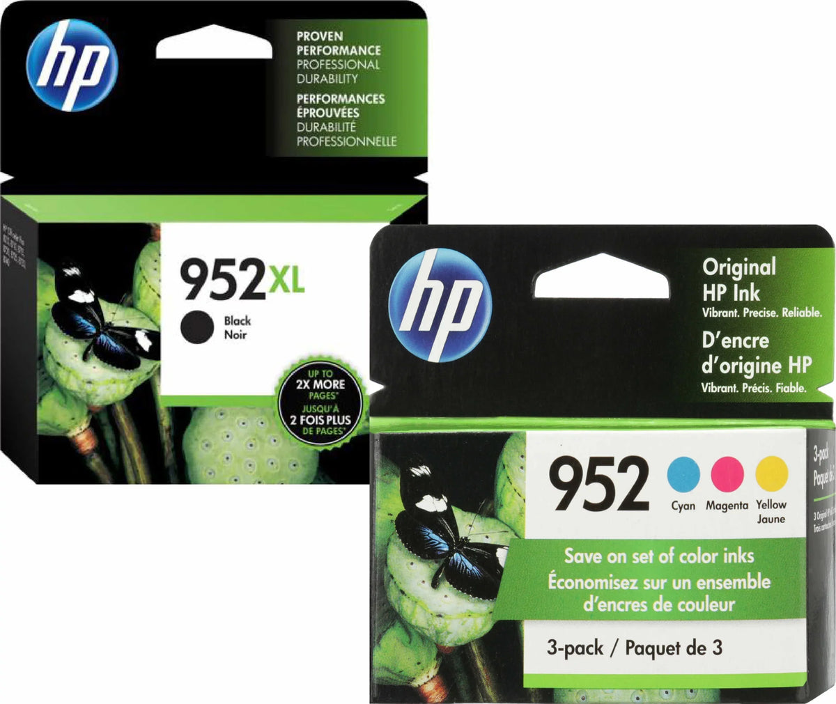 and Black (N9K28AN) 952xl Yellow Combo Cyan, Original N9K27AN HP color Standard Magenta, 952 F6U19AN