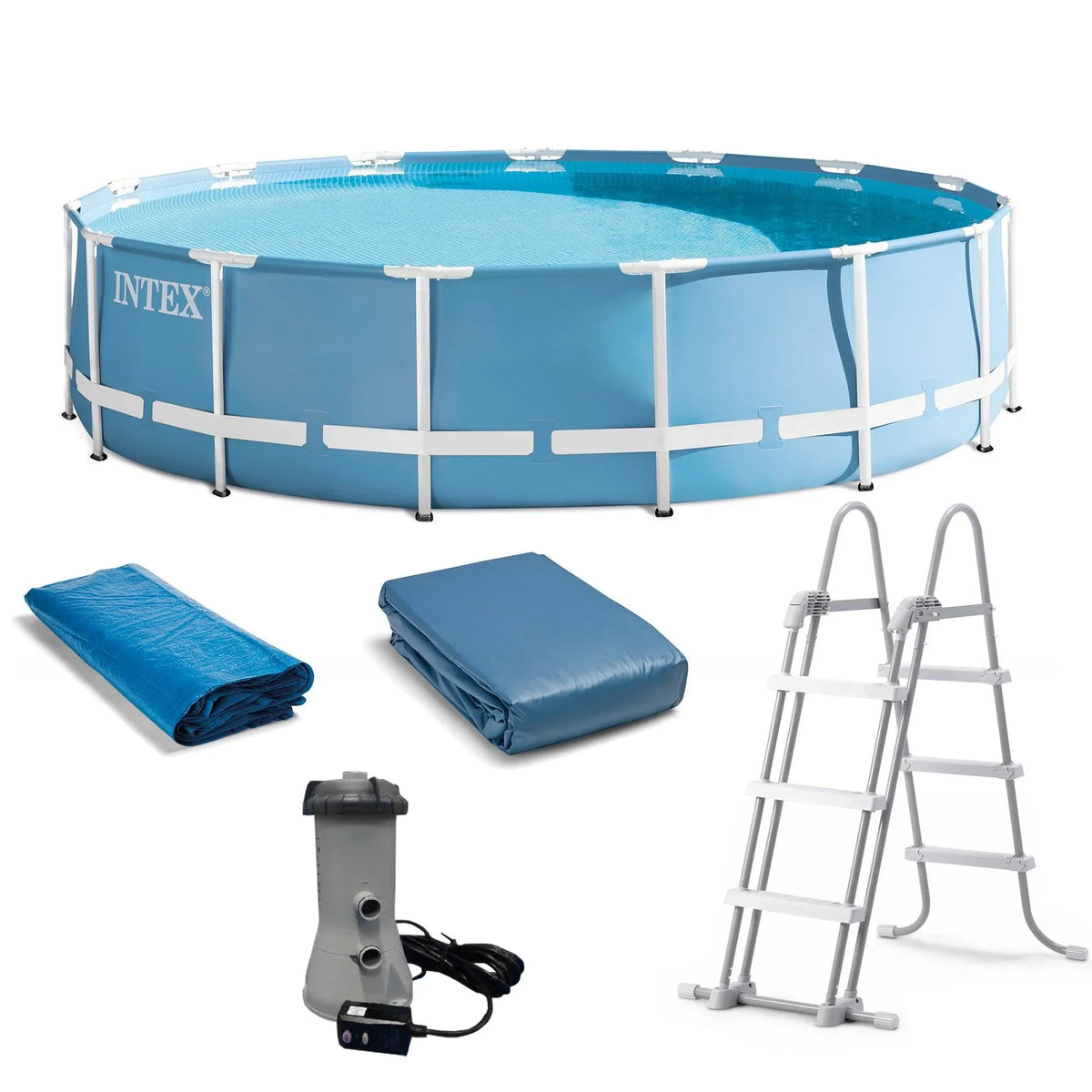 15 48 Ladder, (Used) Pump Pool Set Intex & Frame with Inches x Prism Cover, Feet