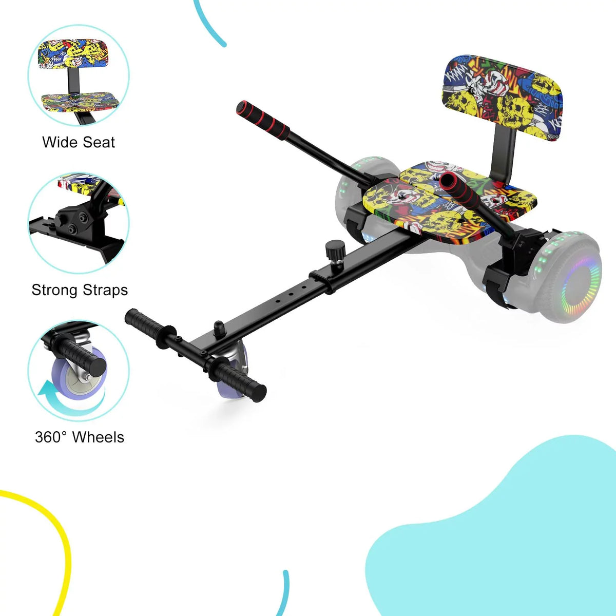 Accessories, 10" Hoverboard Hoverboards Seat 6.5"/ Adjustable Kids, Compatible with Attachment, for Graffiti Hoverboards 8"/