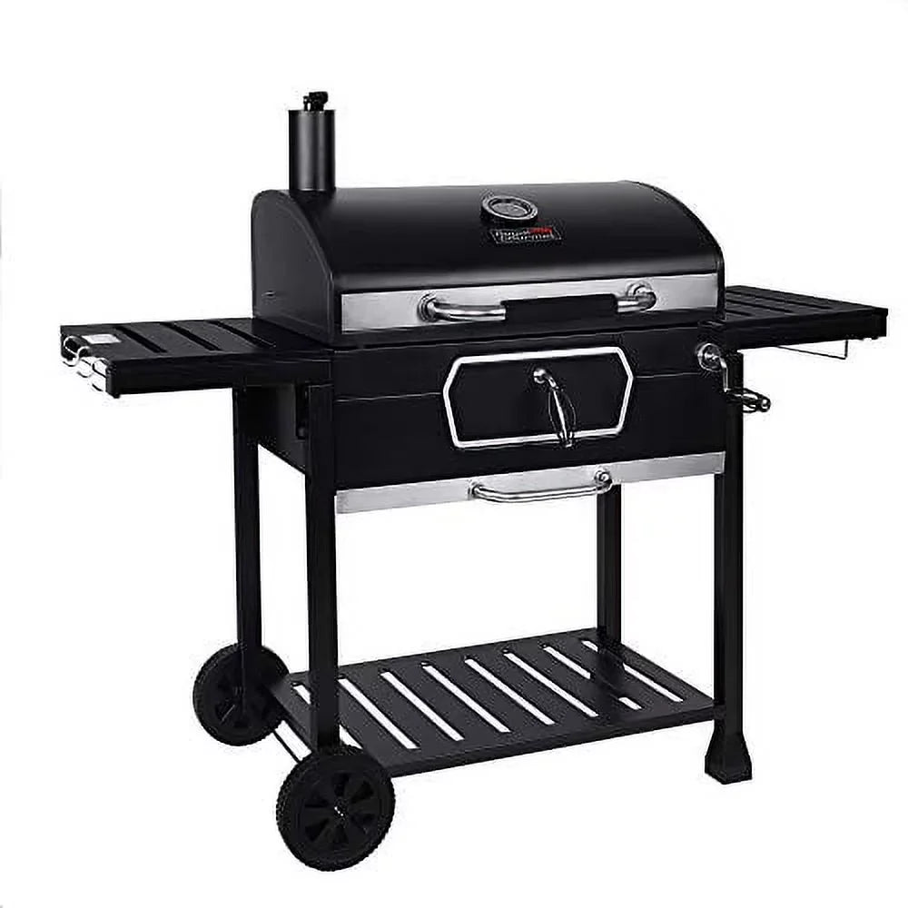Large Deluxe 30-Inch Gourmet Picnic Camping Cooking, Patio BBQ Backyard Smoker Grill, Charcoal Royal CD2030AN Black,