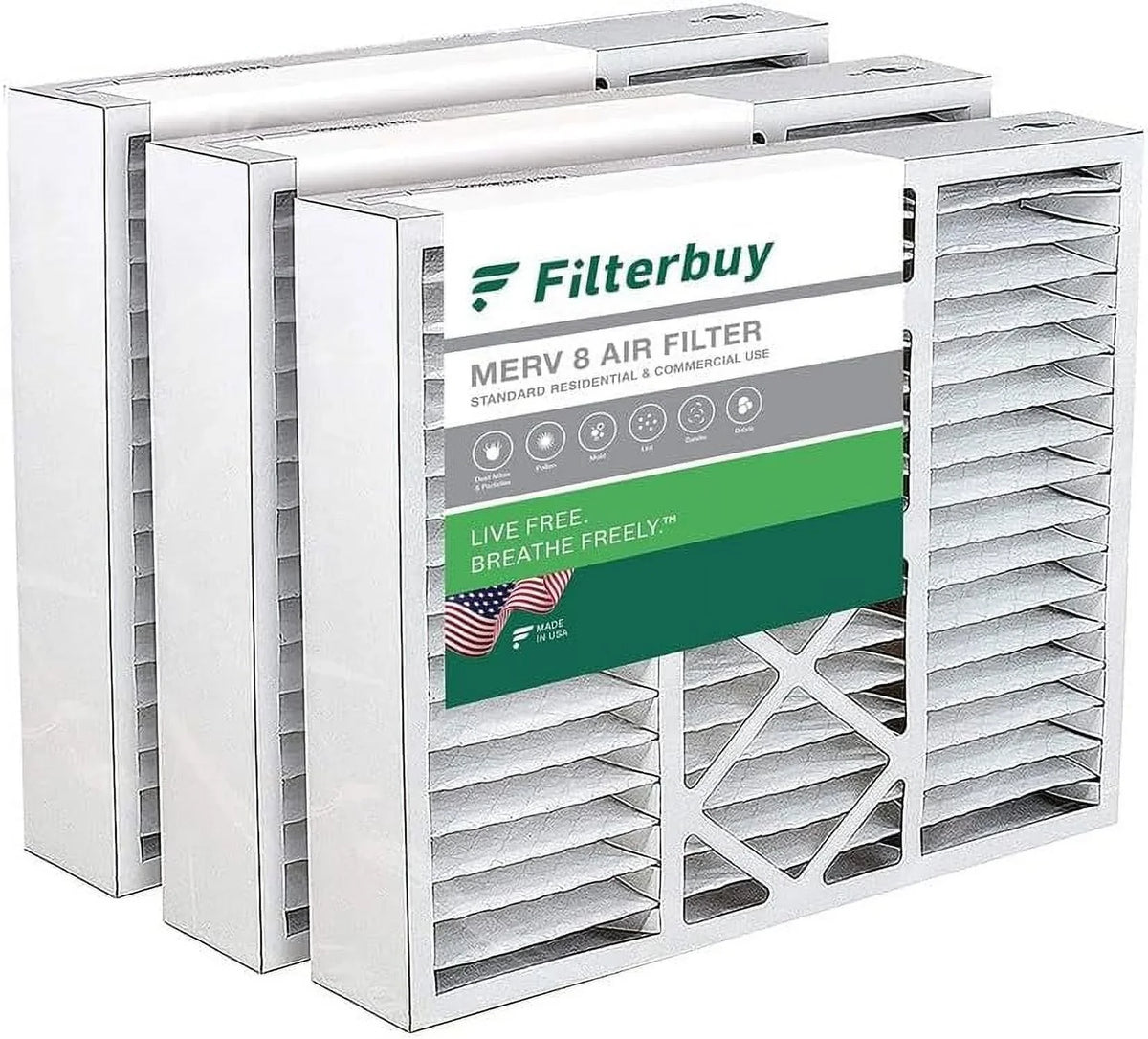 Pleated Filters (3-Pack) for HVAC MERV AC Air Furnace Amana Filterbuy 8 Goodman and 22x24x5