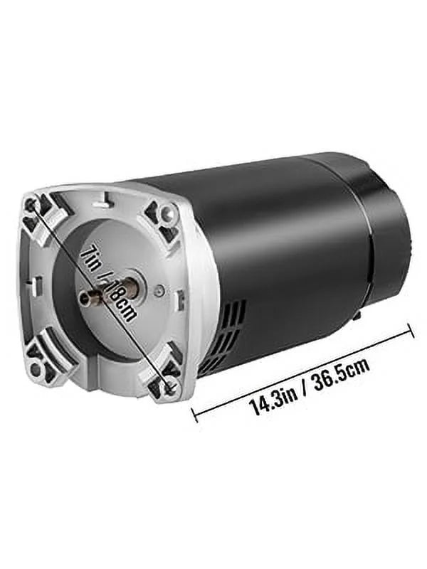 Vevor 1.5 Hp, 3463 Rpm, 1 Speed, 230/115 Volts, 7.88/15.5 Amps, 1.1 Service Factor, 56Y Frame, Psc, Odp Enclosure, Square Flange Pool Motor, Swimming Pool Pump Motor, Replacement Pool Motor Kit
