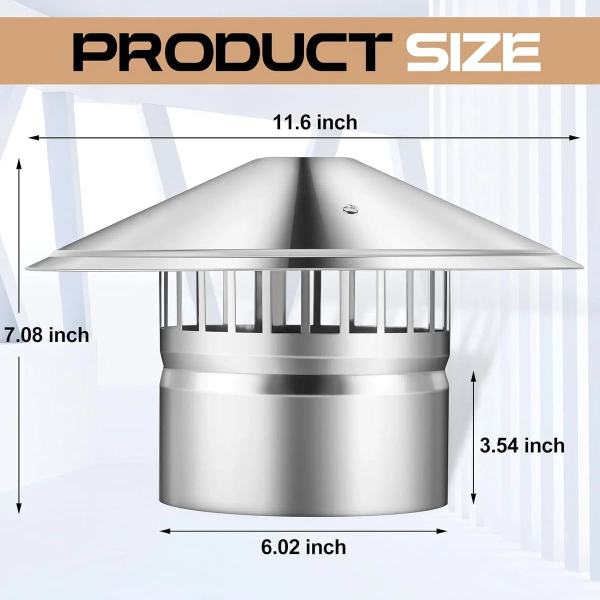 6 Inch Cone Top Chimney Cap Stainless Steel Cone Cap With Screen Chimney Cover Outside Roof Silver Fireplace Screen Cover Exterior Stove Pipe Topper For Vent Flue Family Kitchen Cooking