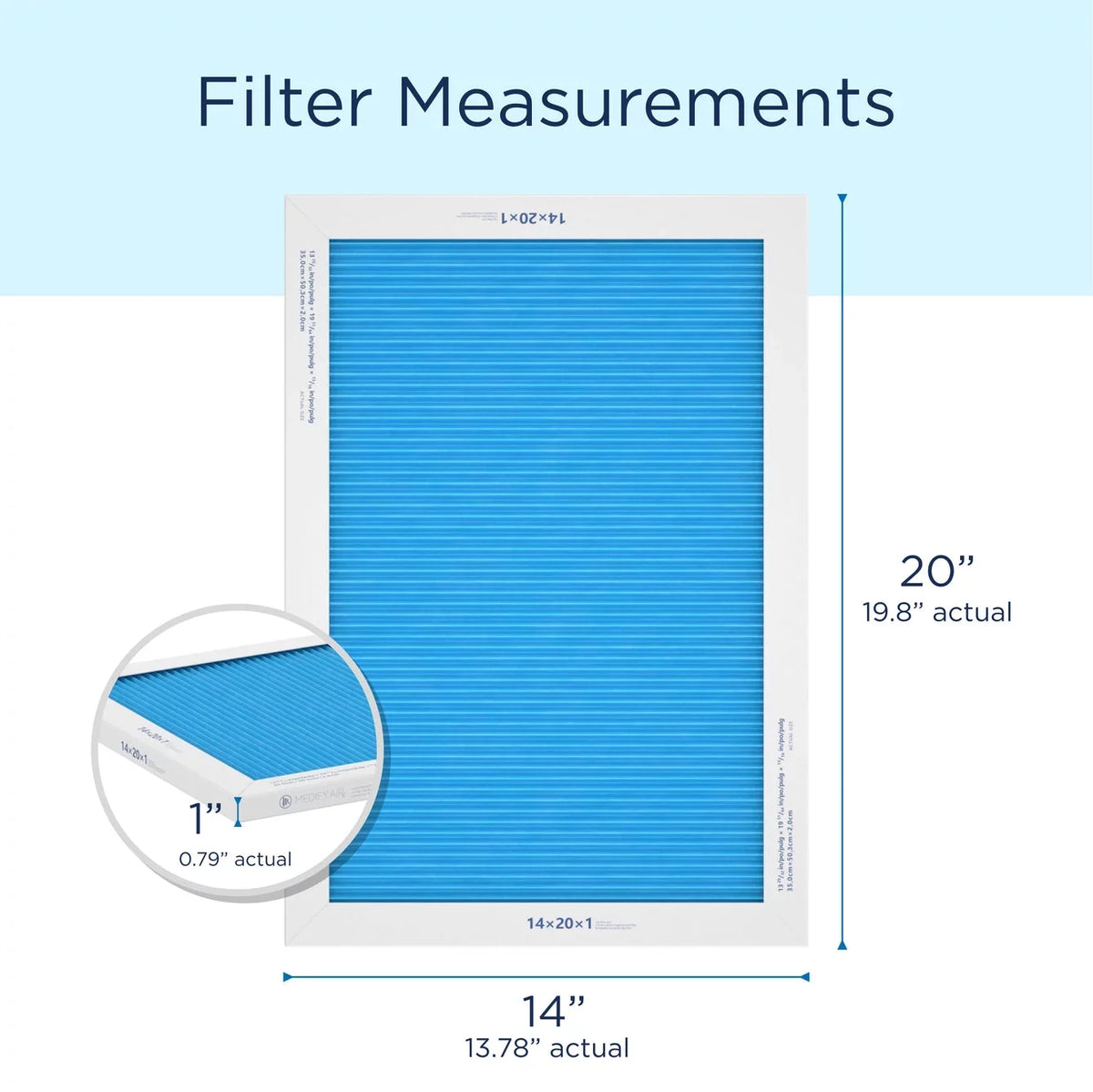 95% Particles Medify Air 13, (MERV 14x20x1 Filter HEPA 2-Pack) Cleaning Pleated Air