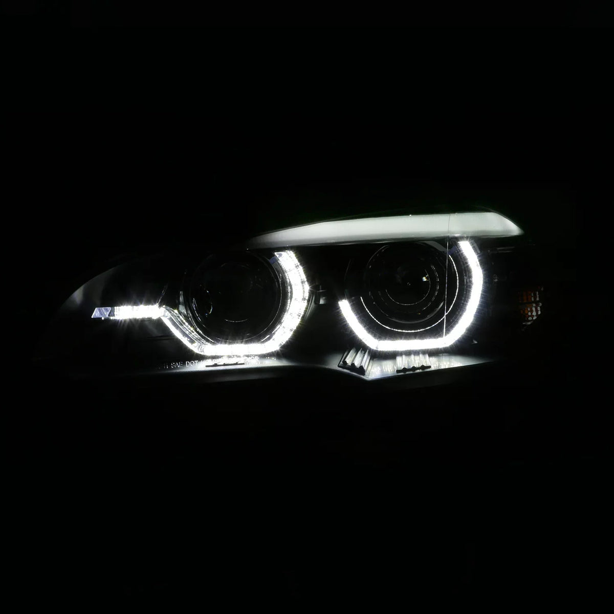 Akkon - For 2007-2010 Bmw E70 X5 Hid [W/ Afs Model] Led Halo Drl Projector Black Headlights Driver Left+Passenger Right Pair