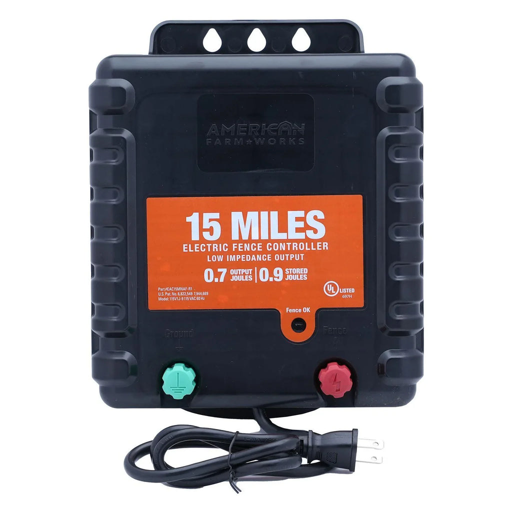 FarmWorks 0.7 Joule 15-Mile Low Fence Electric Charger Impedance American AC-Powered