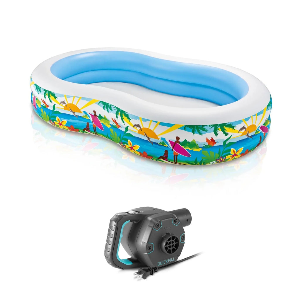 Inflatable & Intex Electric Seaside 8.5’x5.25’x18” Pump Pool Paradise Air Kiddie