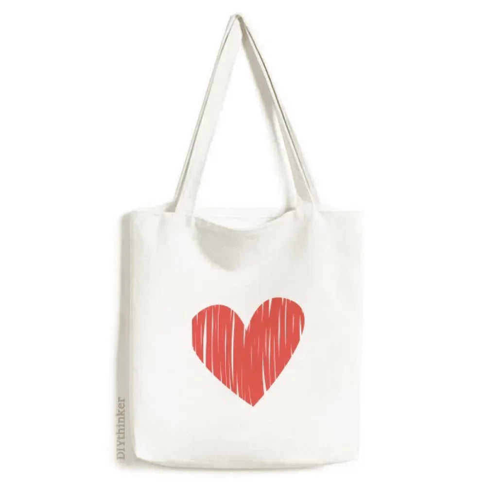 Bag Heart Handbag Shopping Day Tote Canvas Valentine's Graffiti Satchel Casual