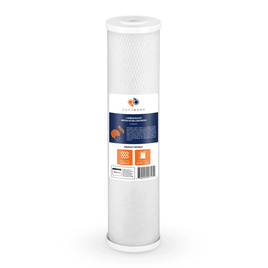 Aquaboon 5 Micron Big Cerulean 20" X 4.5" Gac, Cto Carbon Block & Sediment Replacement Filter Cartridges Set | 1 Set, 3 Packs Ep20-Bb, 2C-20Bb, 155358-43, Dgd-5005-20