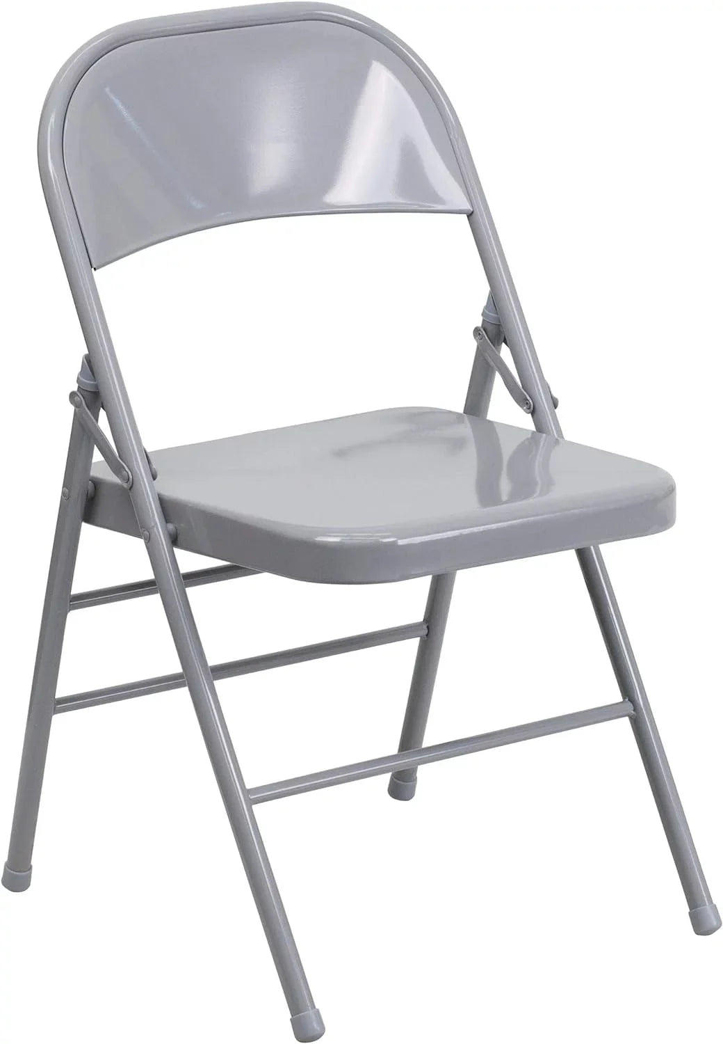 Hercules Series Triple Braced & Double Hinged Gray Metal Folding Chair