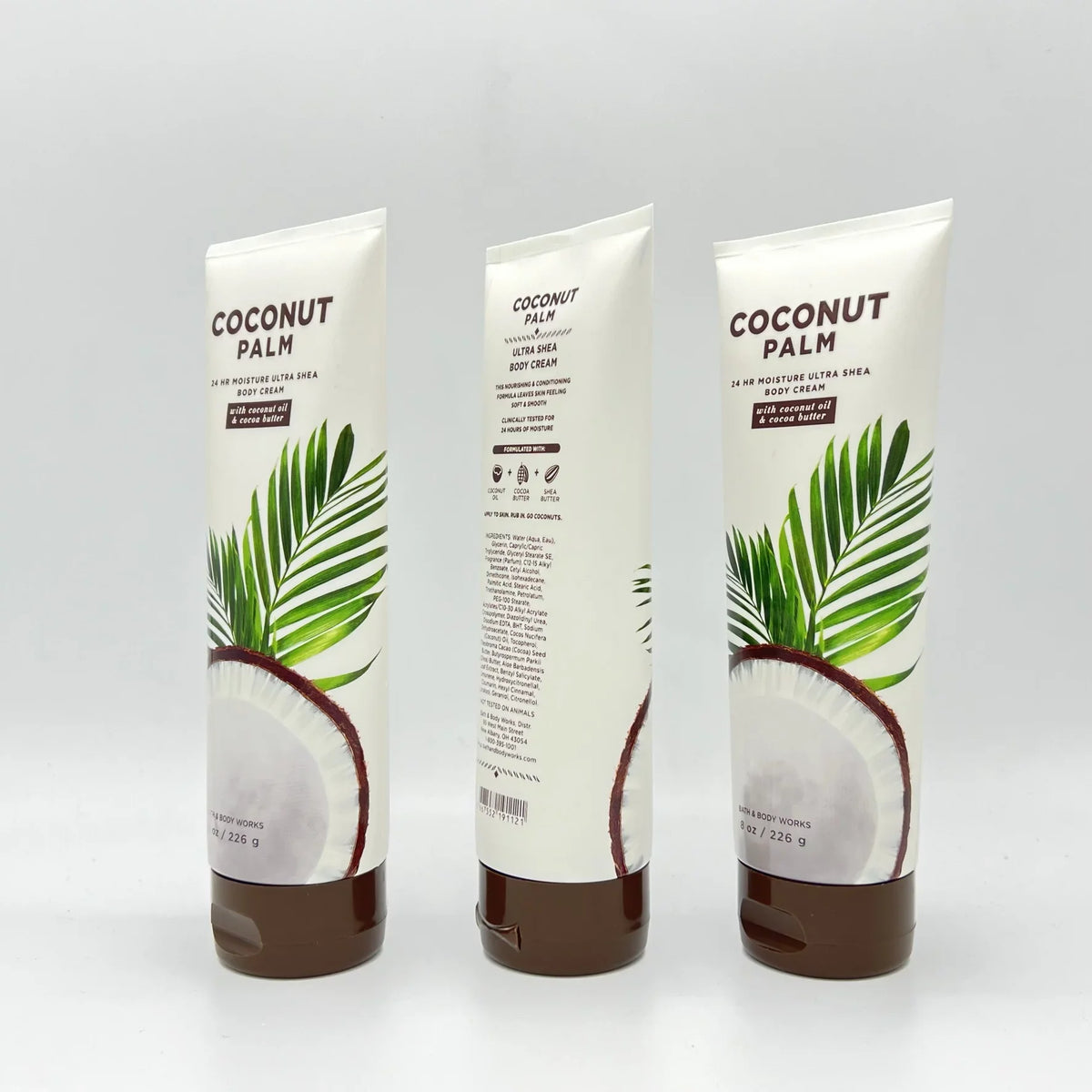 3 Body Cocoa Pack Palm Bath 24-Hour 8oz Coconut Moisture Cream Shea with & Body Coconut of Works Oil Ultra & Butter,