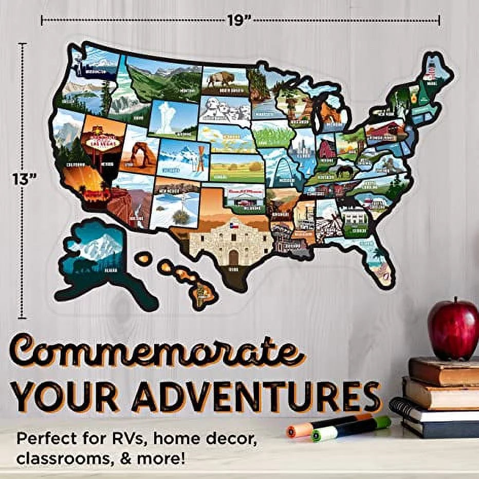 Rv State Sticker Travel Map Of The United States, Travel Trailer Camper Accessories