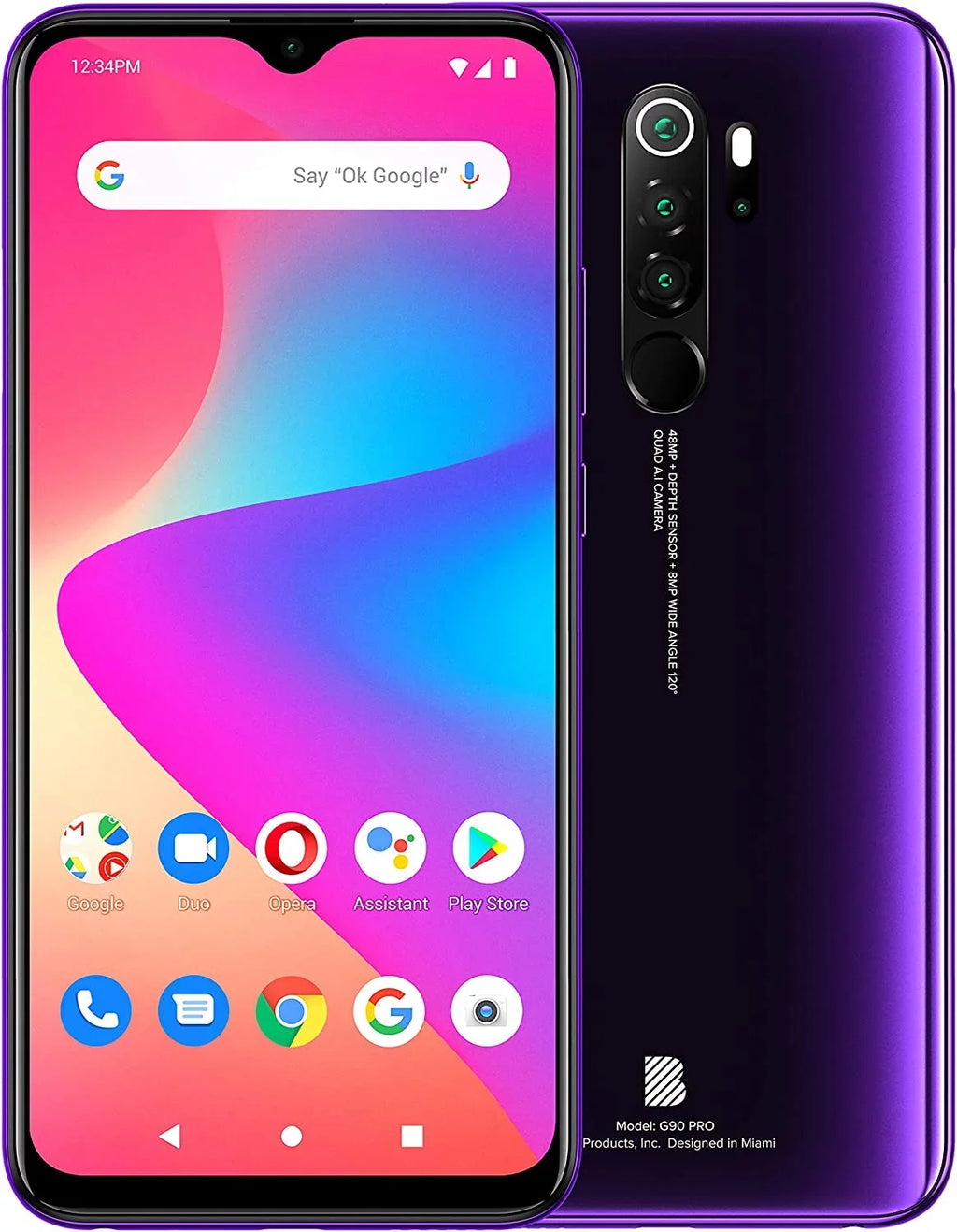 G0370WW 128GB Purple Pro GSM G90 Unlocked Smartphone Android BLU - Haze