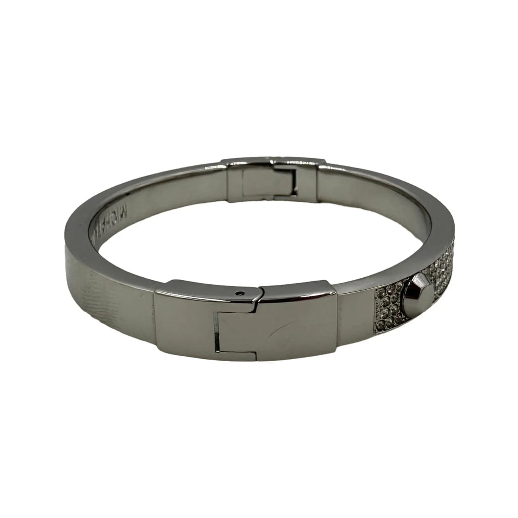 Michael Kors Silver-Tone Crystal Pave Astor Stud Bangle Bracelet - Mkj2746040
