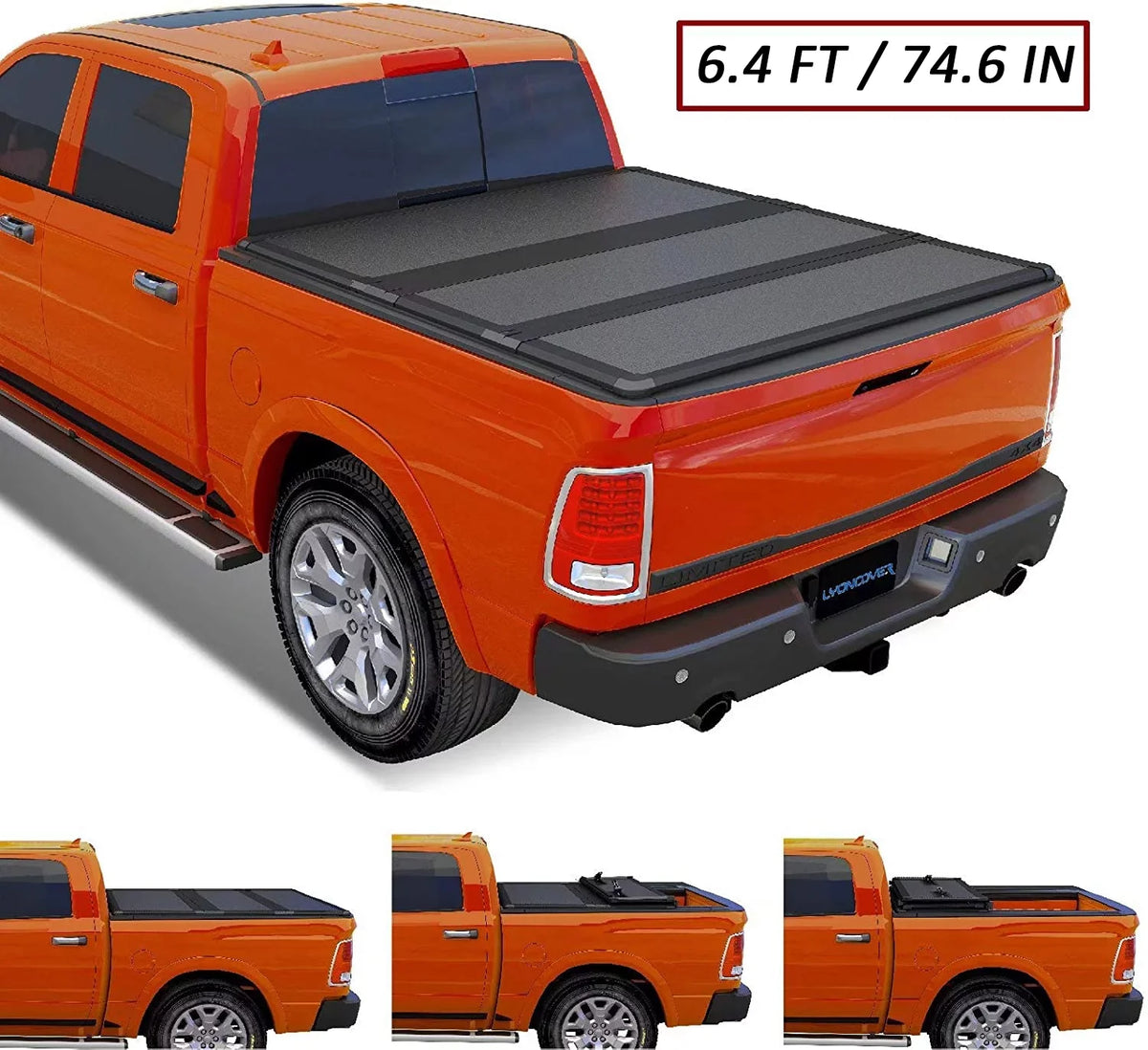 Kikito Professional Frp Hard Tri-Fold Truck Bed Tonneau Cover For 2003-2024 Ram 1500 2500 3500 6.4Ft (74.6In) Bed Without | Rambox & Deckrail System |