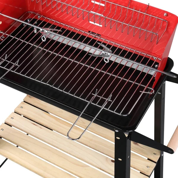 Heavy Coal Portable Cooking Wheels 27 Square for BBQ Barbecue Duty Grill Charcoal with Camping Grill Inch Backyard exterior Patio Small for