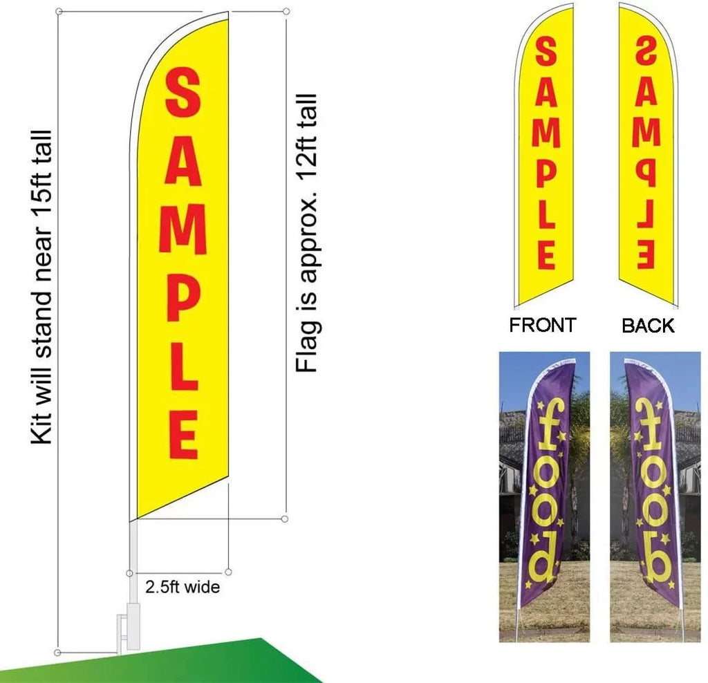 Feather Swooper Gym Flag Fitness Sign Pole with Ground and Banner Flag Center Kit Advertising Stake
