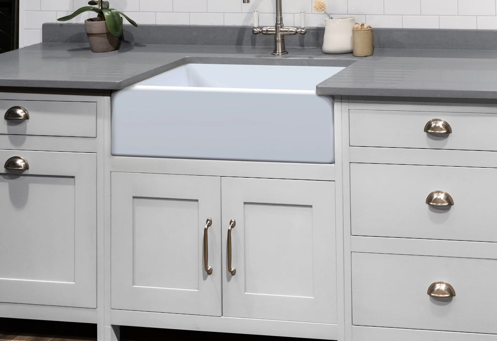 ZUHNE Ostia Bowl (30” Kitchen Sink White Apron) Single Farmhouse Reversible Fireclay