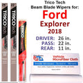 2018 Ford Explorer Beam Blade Wipers (Set Of 3) W/Rear Wiper