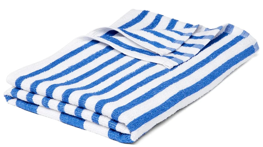 6 Pack Poolside Beach Pool Spa Towels Striped Blue/White 100% Ring Spun Cotton 30" X 60"