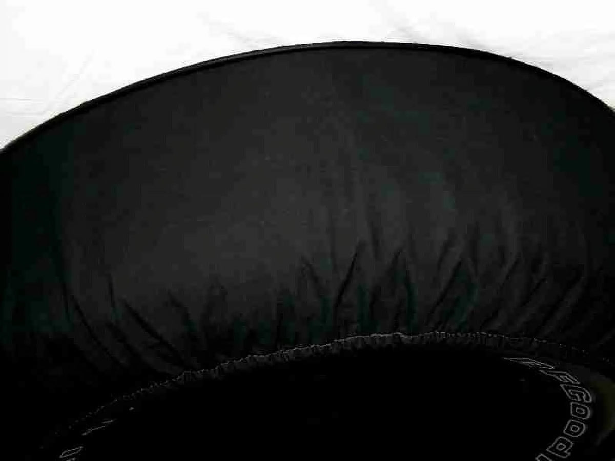 Brawny Jeep - 35-In W/Camera - Us Made Sparecover® - Brawny Series - Black-On-Black - Heavy Vinyl Denim Texture - High Endurance Spare Tire Cover