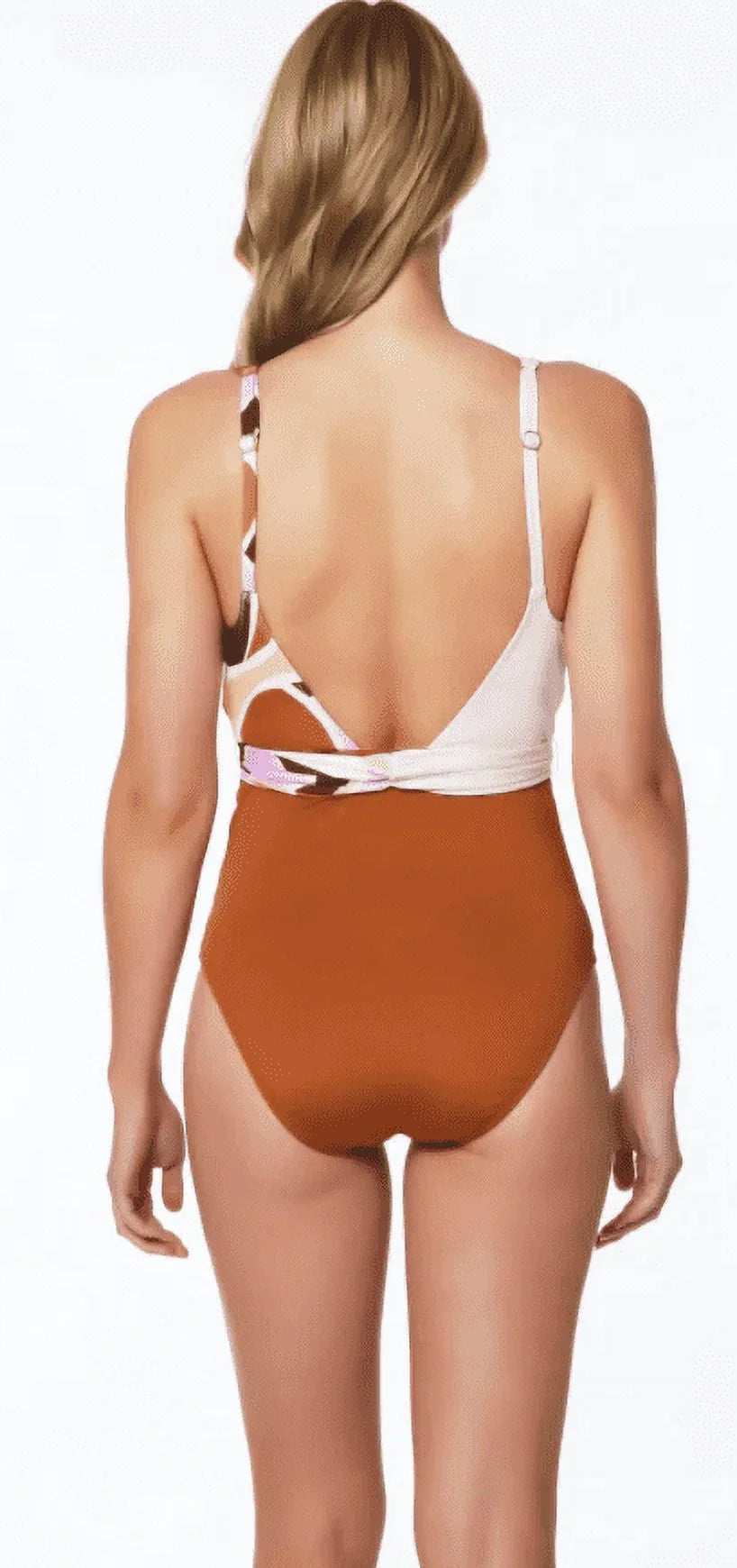 Sanctuary Lion Nuveau Tie-Front Plunge One Piece Swimsuit, Us Large