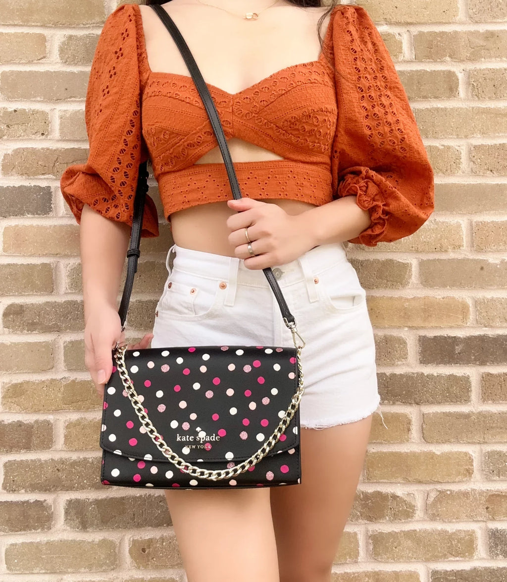 Festive Spade Kate Multi Chain Polka Crossbody Carson Convertible Dot Black