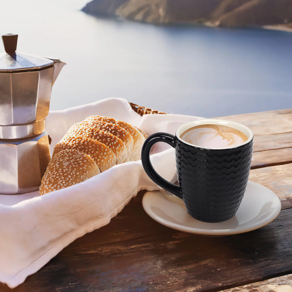 11.95 6 Ceramic, Coffee Pack Cup Black, Set, Coffee, for Milk, Coffee liquid, Mug Floz