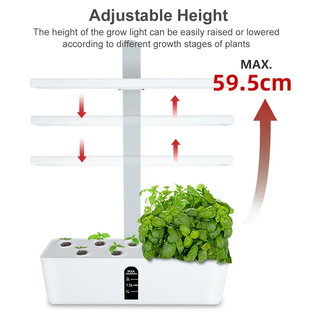 Timing Garden 2L Grow Lights Herb Height Office Leyfeng LED Pump Home Growing Kitchen for with Hydroponics 9 System Indoor liquid Smart Pods liquid 15W Smart Adjustable Automatic Tank Kit