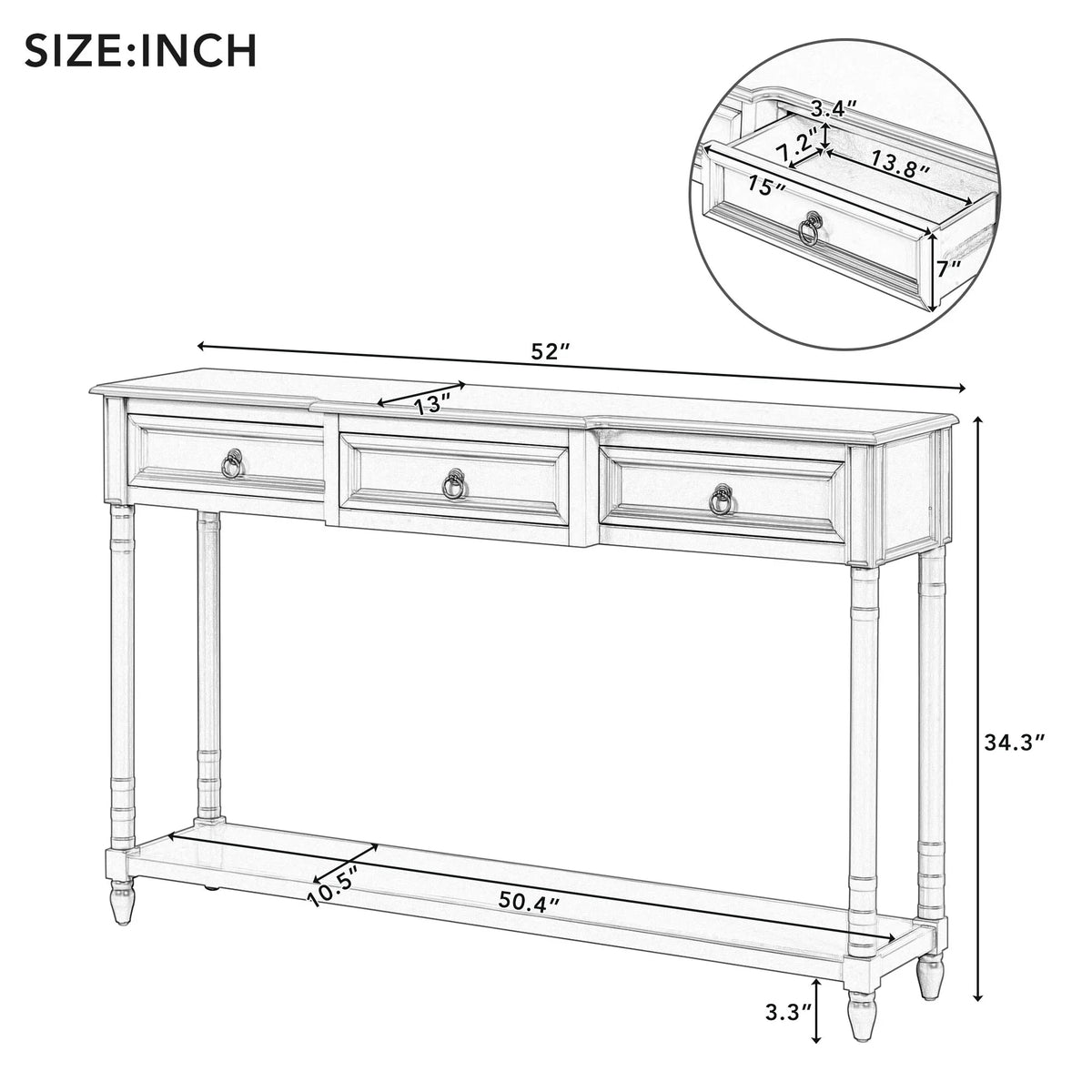 Table SKU: Drawers for Drawers Projecting Table and (Antique Shelf Entryway OLD Long WF189574AAM) Console with Navy, Sofa with