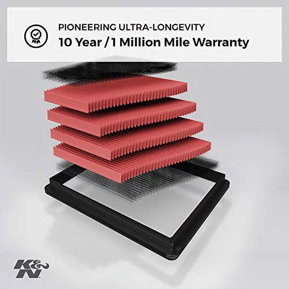 K&N 33-2260 Engine Air Filter: High Performance, Premium, Washable, Replacement: 2001 - 2014 Toyota/Lexus (Kluger, Highlander, Camry Hybrid, Sienna, Alphard, Solara, Wisdom, Es 300, Rx 300)