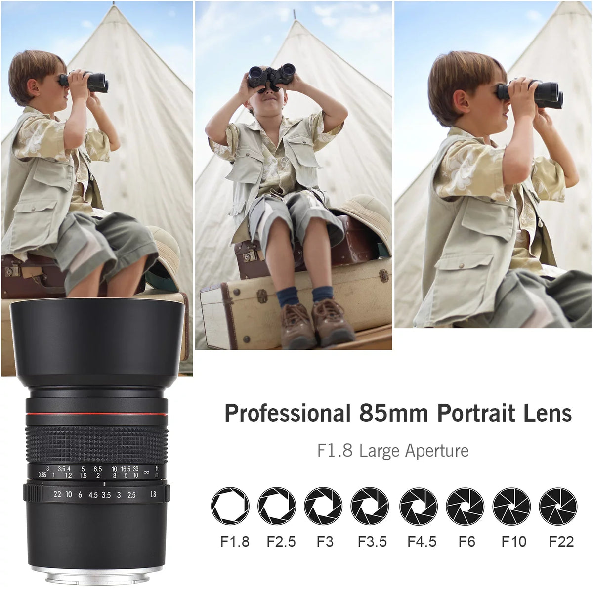 Lens A9, A6000, A6400, Telephoto Suitable Cameras Large A5100 A6300, A7 F1.8 Focus Manual with A6500, Series, 85mm for Aperture, Andoer Medium