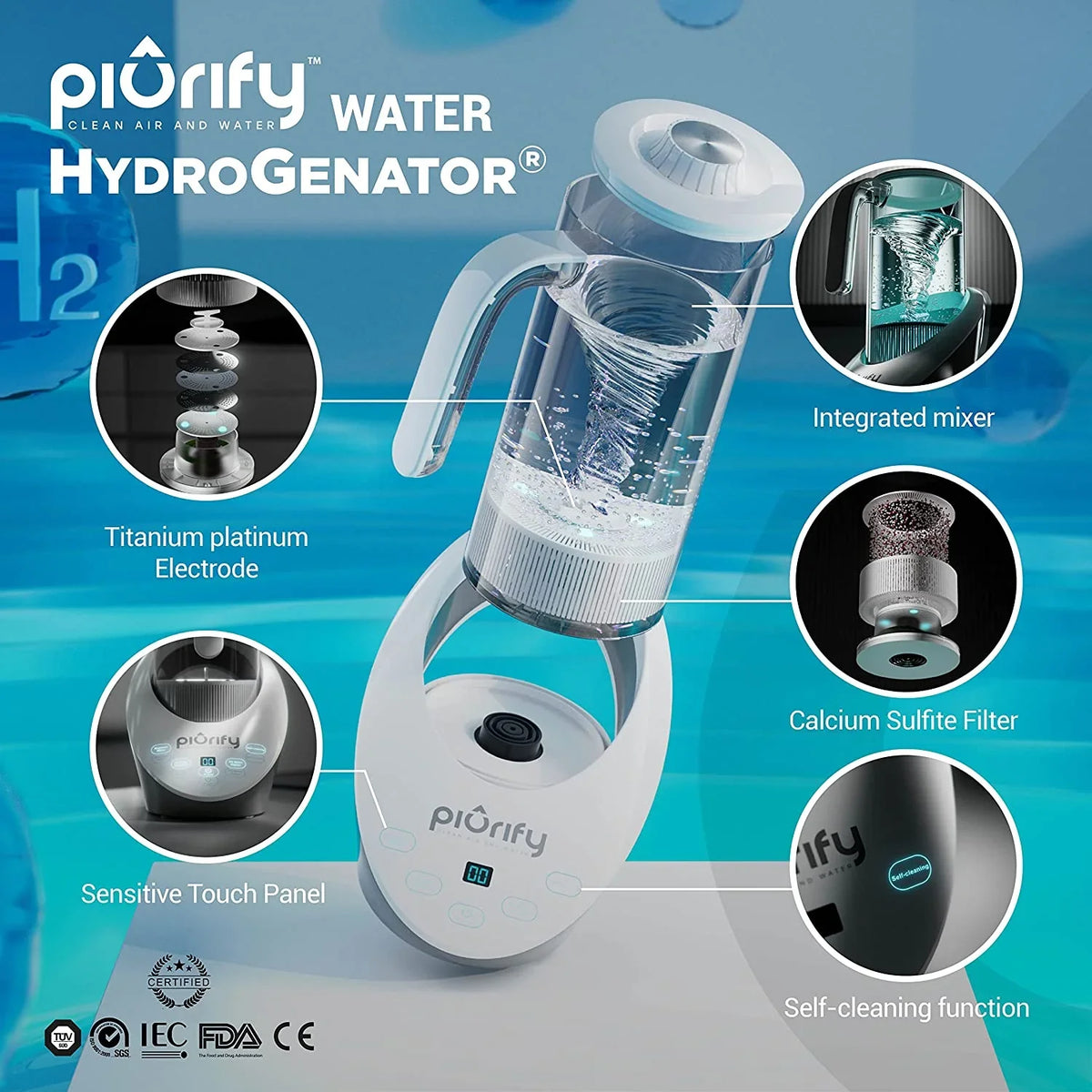 Levels Hydrogen - Electrolysis SPE Generator and Alkaline PH Pitcher Sulf Purified with Balanced Jug liquid Technology. Hydrogen Concentrator liquid liquid PEM and Calcium Filtered with Rich