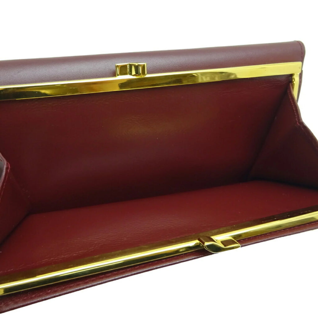 Used Cartier Mastline Long Wallet Women'S Leather Bordeaux (Red) (Good)