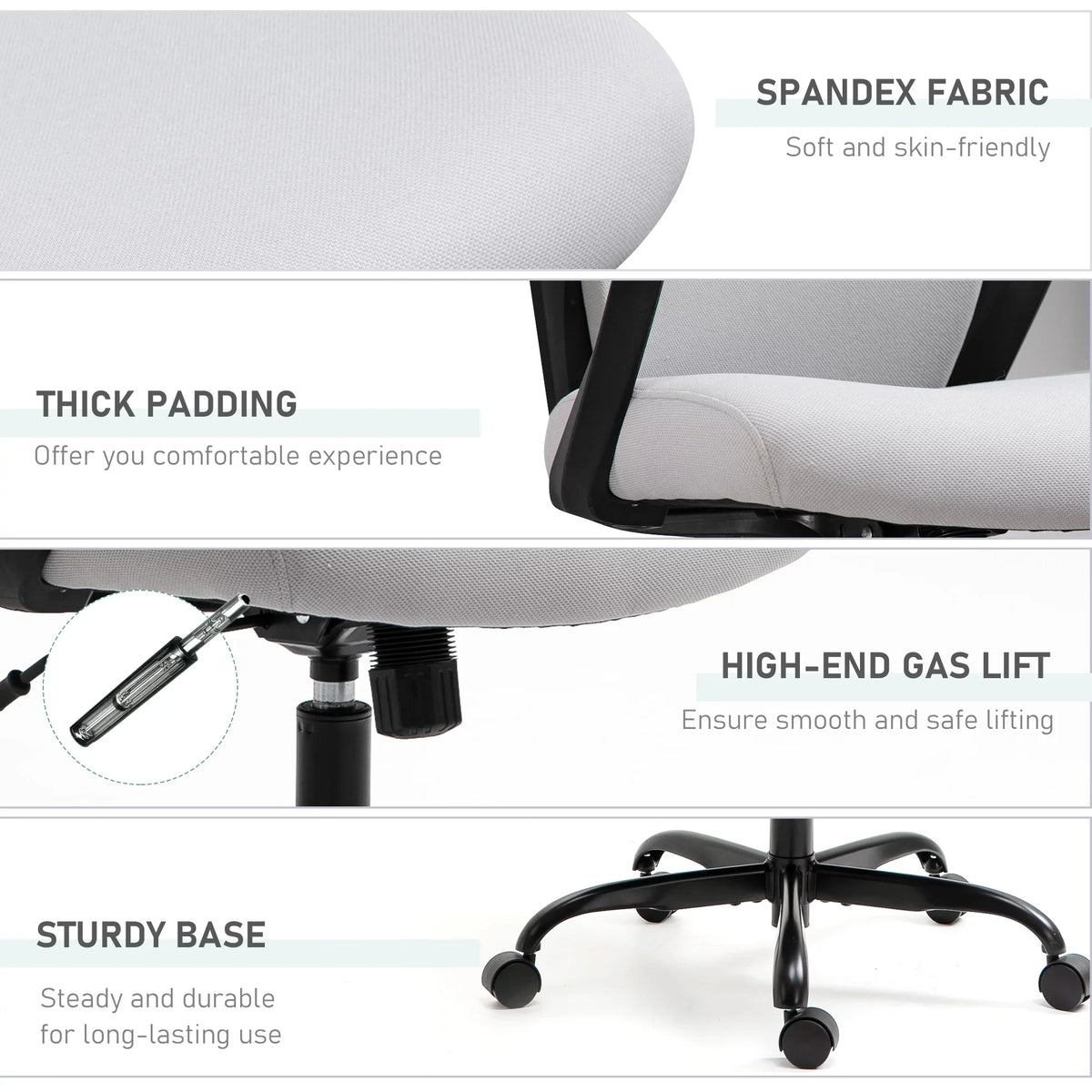 Vinsetto 26.75 In Executive Chair With Swivel & Adjustable Height, 275 Lb. Capacity, Grey